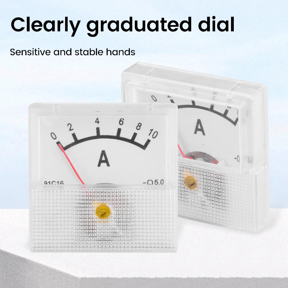 

91C16 Mini Pointer Ammeter Tester Clear Dial Scale 10A/20A/30A /50A Ampere Meter High Sensitivity Type DC Current Meter