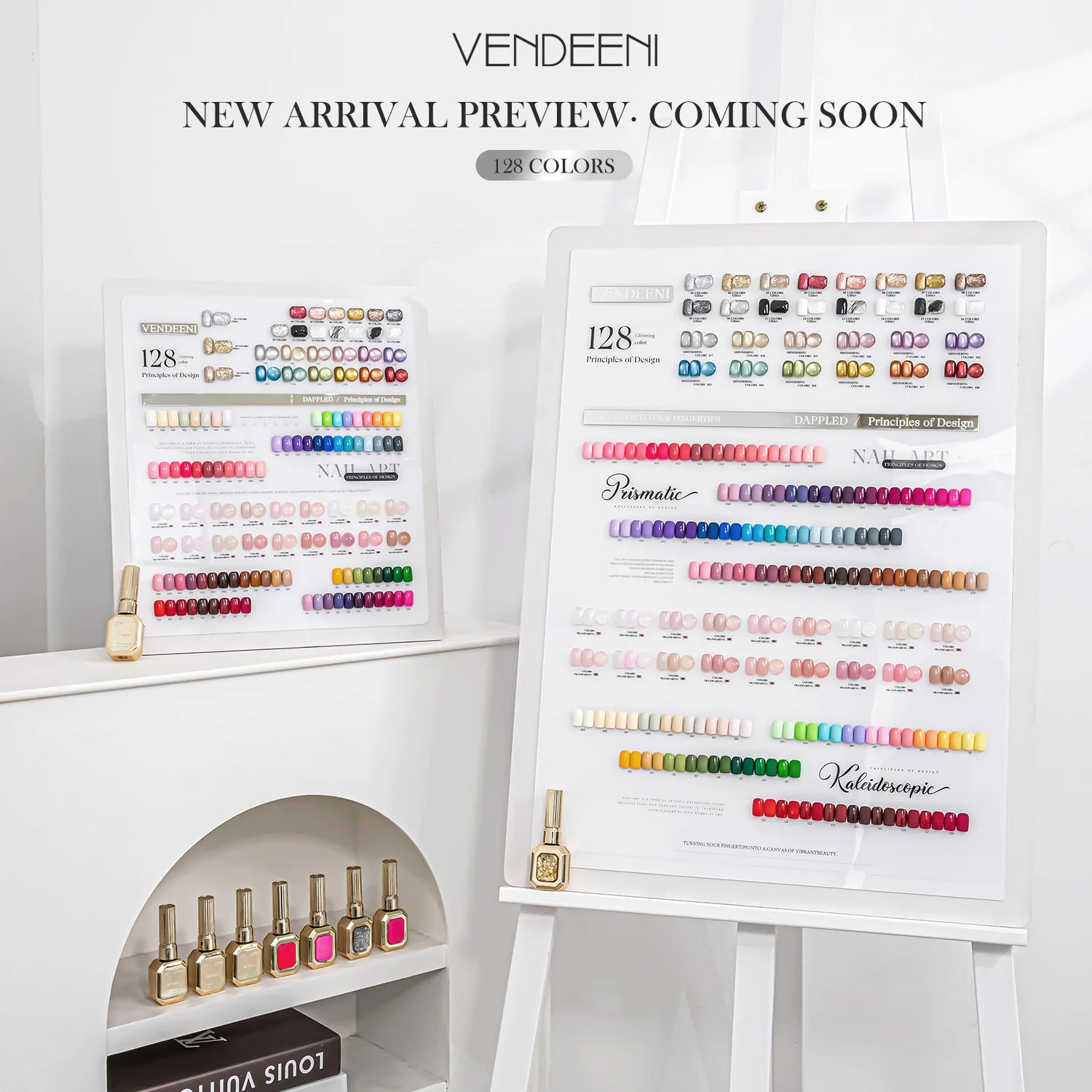 Vendeeni 128pcs Gel Polish Set With Different Bottle Glitter Platinum Fine Shimmer Cat Eye Brushed Gypsum Gel For Salon Manicure