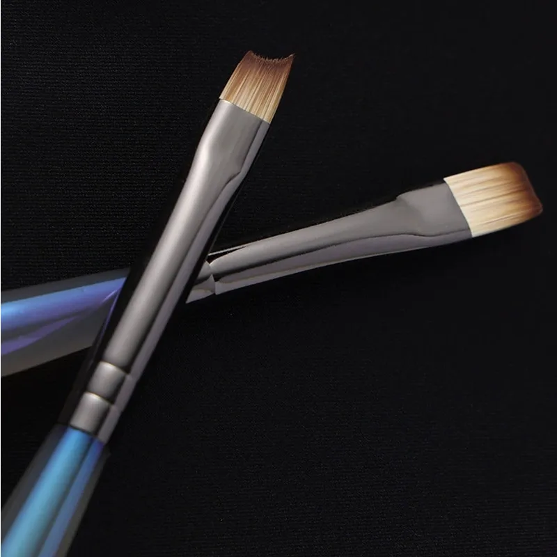 1/7PCS Nail Art Design Painting Polish Brush UV Gel Nail Draw Pen Tools Liner Flat Round Head  With Metal Cap