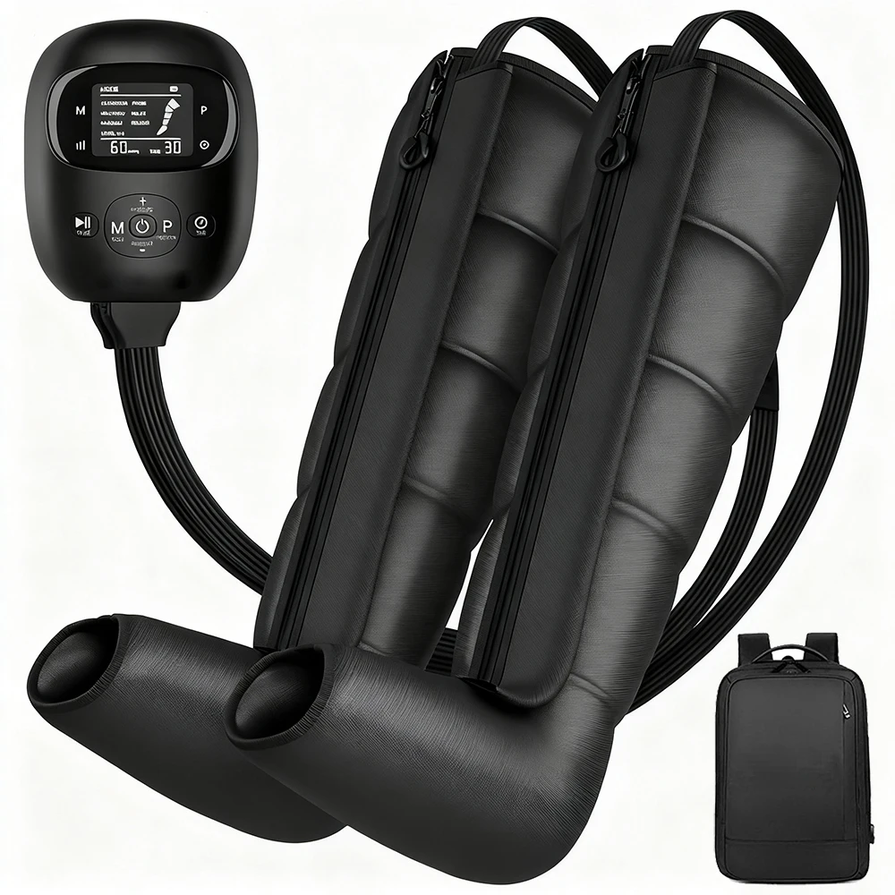 Sport Recovery Pressotherapy Wireless Rechargeable Leg Massage Boots 5 Chambers 60-220mmHg Pressure Blood Circulation Muscle