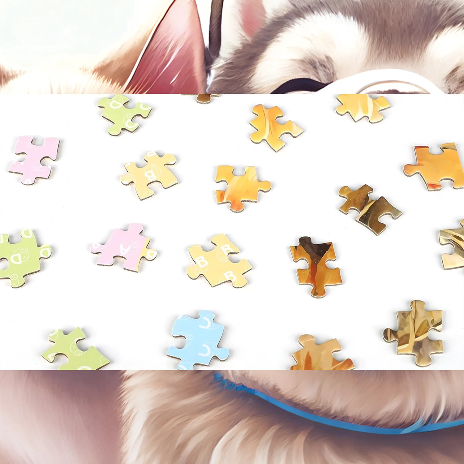 300pcs Happy Puppy Kitten Velvet Material Floor Jigsaw Puzzles for Adults Home Decor Games Family Fun Educational Toys for Kids