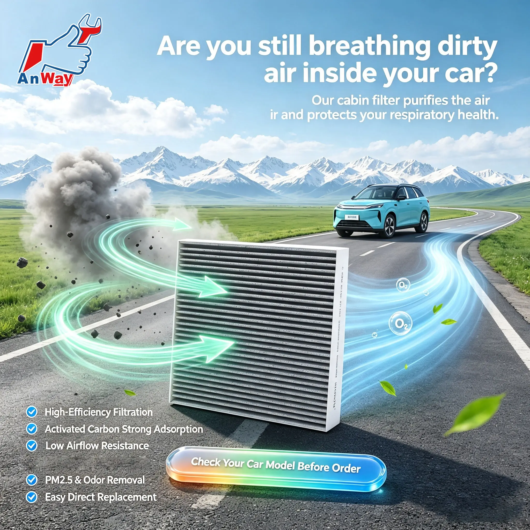 Custom Fit Car Cabin Air Filter For BYD Atto 3 2022‑2024 Auto Air Intake Filter Replacement Premium Air Filter Easy Install