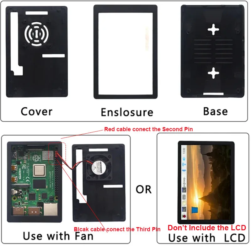 Imagem -04 - Raspberry pi Modelo b Case Ventilador Dissipadores de Calor Adaptador de Energia Opcional 32 64 gb tf Card 3.5 Display para Rpi 8g 4g 2g gb Ram