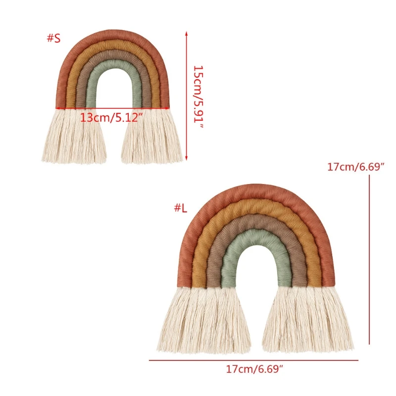 Ornamento suspensão parede arco-íris artesanal tecelagem macrame decoração casa para berçário quarto infantil arte