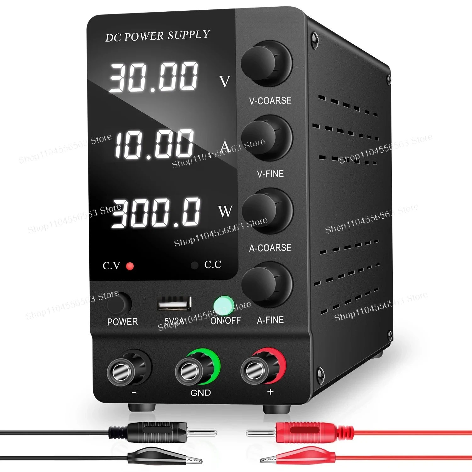 **Adjustable Laboratory DC Power Supply - 30V/10A & 60V/120V 3A for PCB Repair (Black USB)**