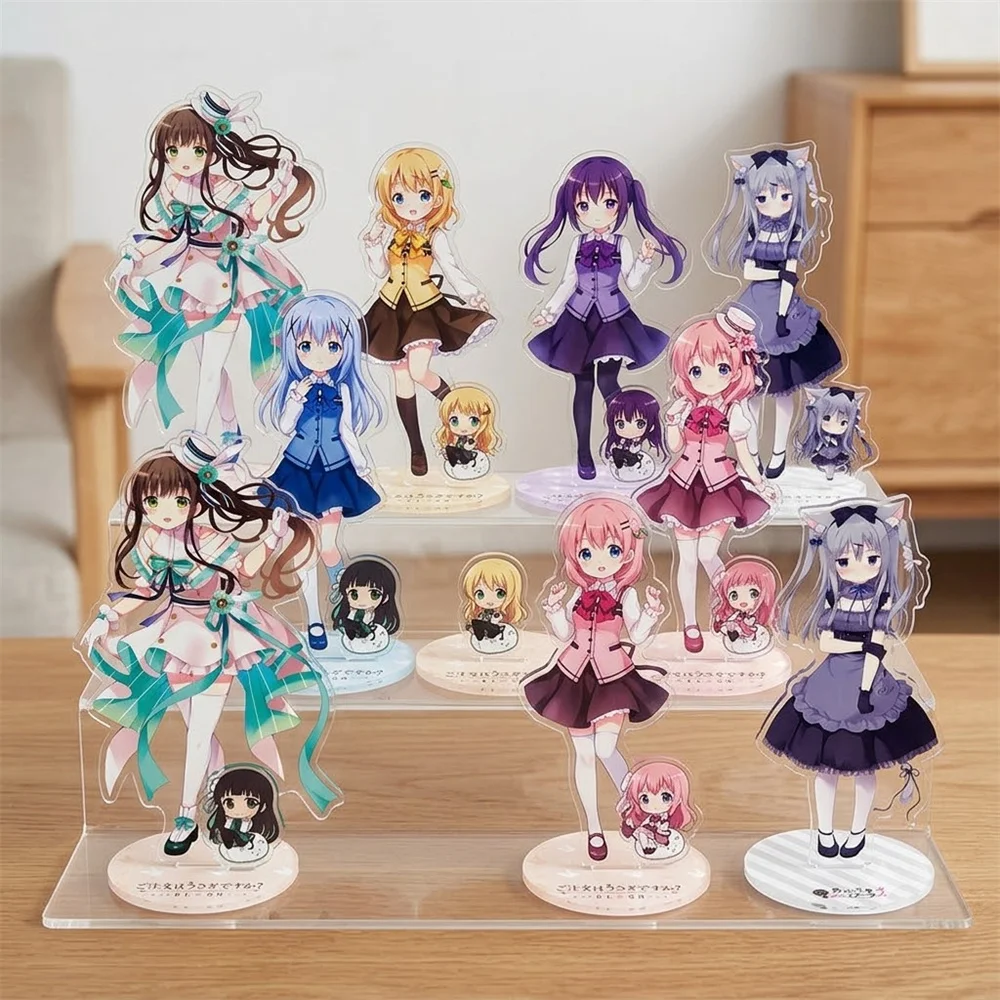 15CM HOT Anime Is the Order a Rabbit? Acrylic Stand Model Keychain Charm Characters Ornament Accessories Goods Christmas Gifts