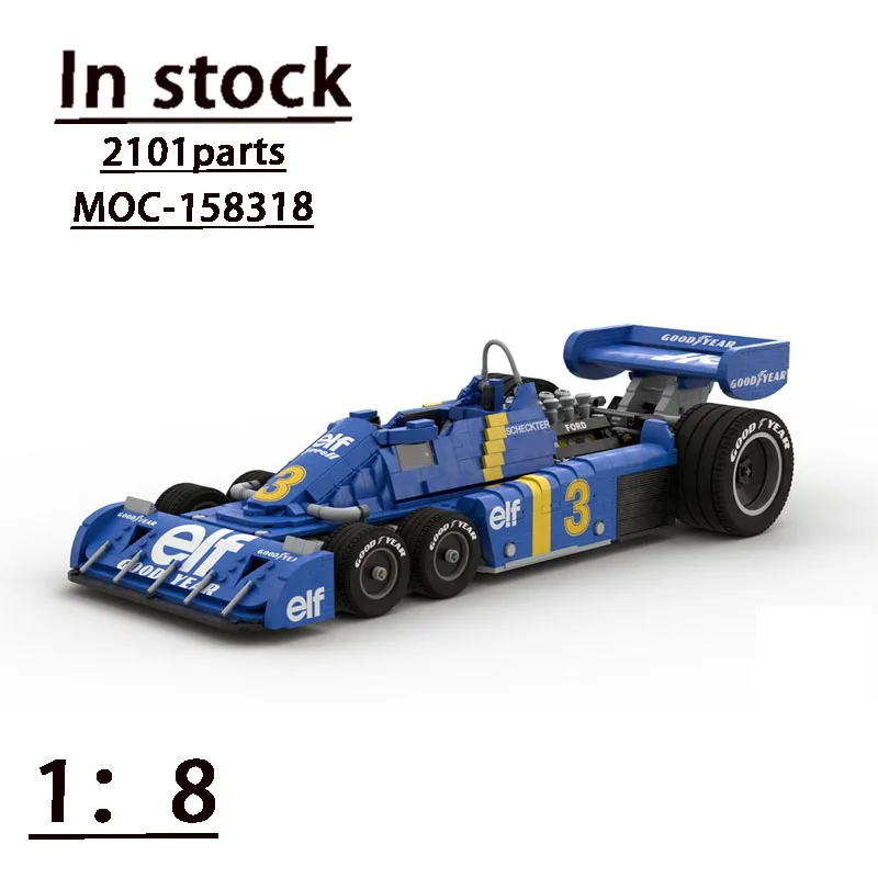 MOC-158318 classique P34 formule 1:8 course voiture de sport bloc de construction modèle 21101 pièces MOC créatif garçon enfants anniversaire jouet cadeau