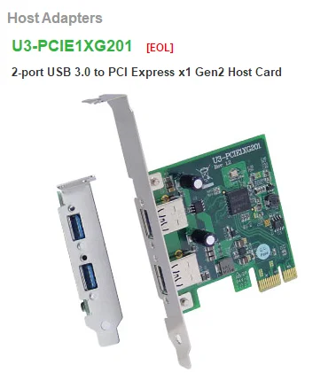 U3-PCIE1XG201 2-port USB 3.0 do PCI Express x1 Gen2 hosta karty