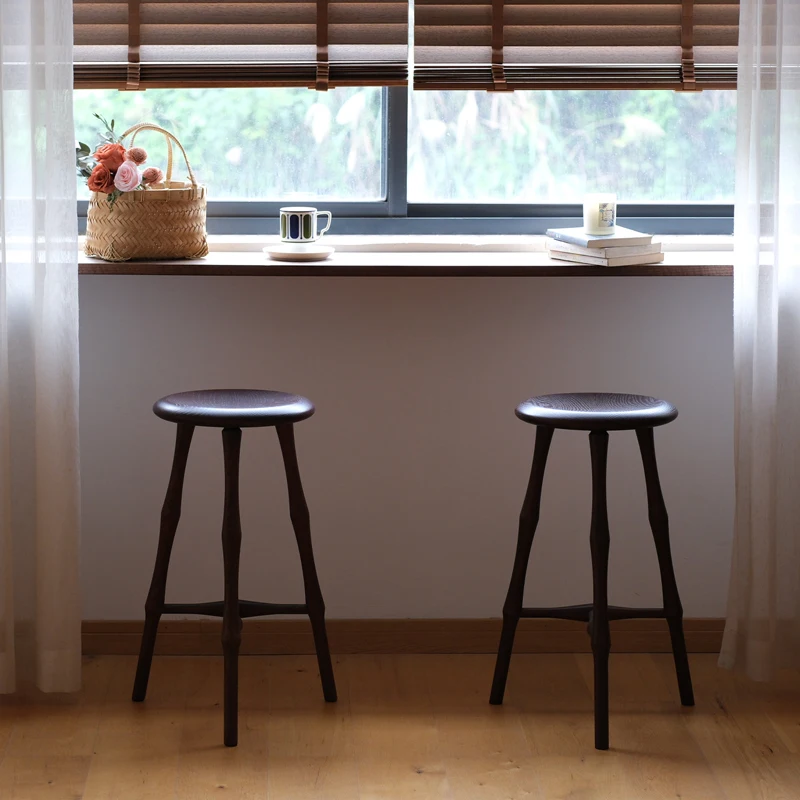 

Solid wood retro high stool bar dressing medieval vintage shoe changing stool