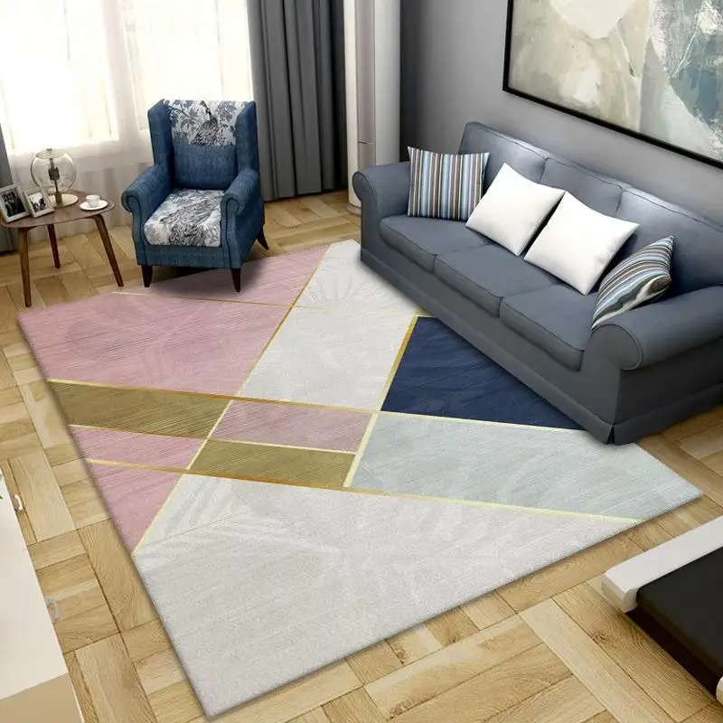 

Nordic Minimalist Living Room Coffee Table Carpet Geometric Bedroom Bedside Large Carpets Machine Washable Non-slip Floor Mat