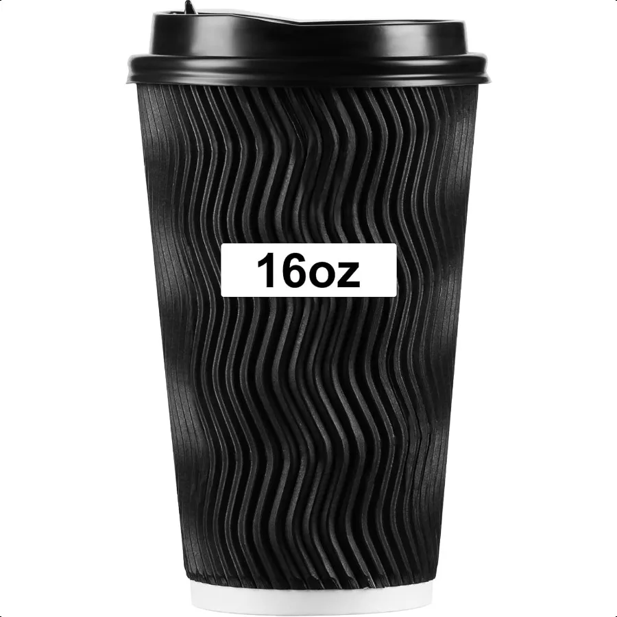 

16oz Coffee Cups with Lids Insulated Ripple DoubleWalled Coffee Cups for Beverages Espro Tea 50Pack Coffee Cups with Lids fo