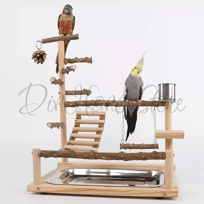 Parrot Station Stand Tree Branch Bird Floor-to-ceiling Training Log Xuanfeng  Pole Platform Swing Cage