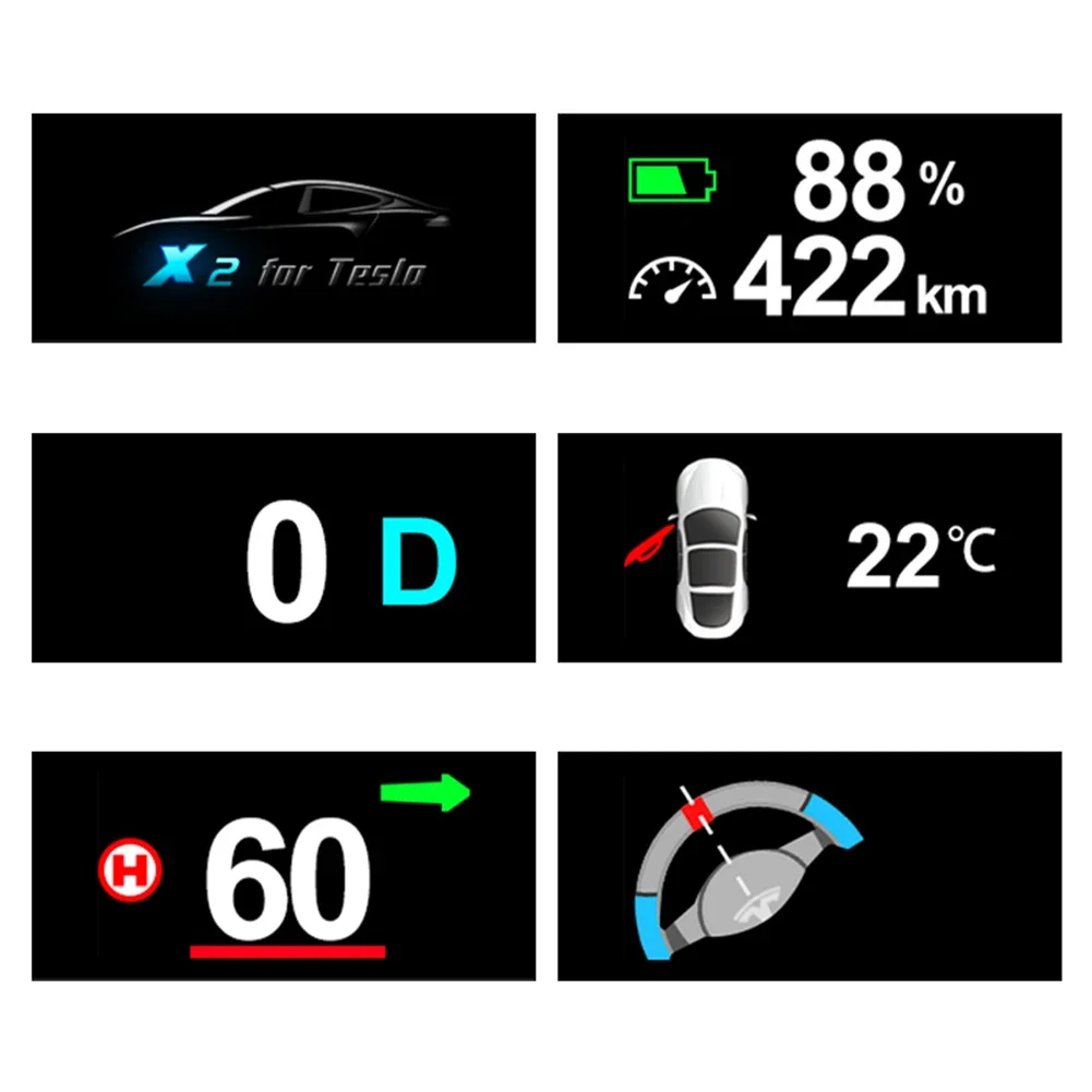 For Tesla Model 3/Y 2017-2023 HUD Head-up Display Embedded LED Speedometer Safe Driving Electronics Accessories Day Night