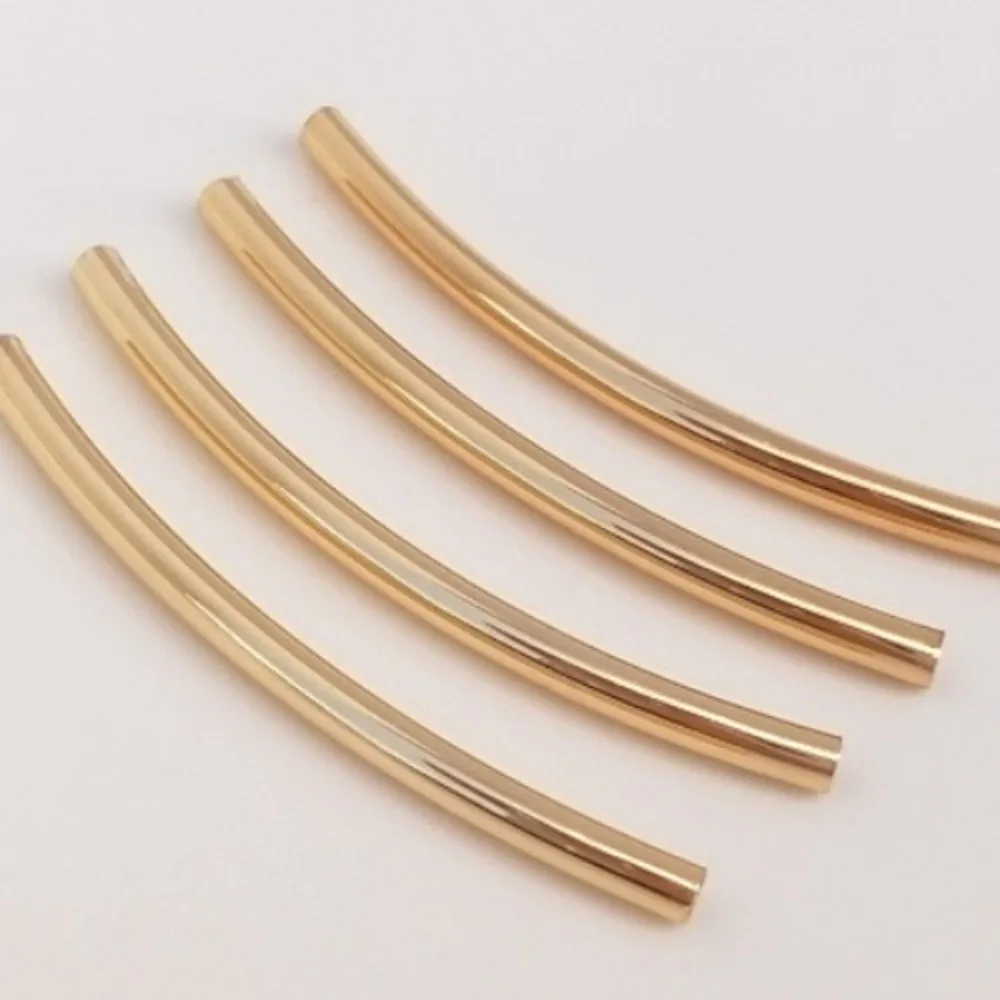 

14K Gold Color Glossy Elbow, Glossy Long Round Tube Jewelry Accessories DIY Bracelet Bracelet Accessories Material