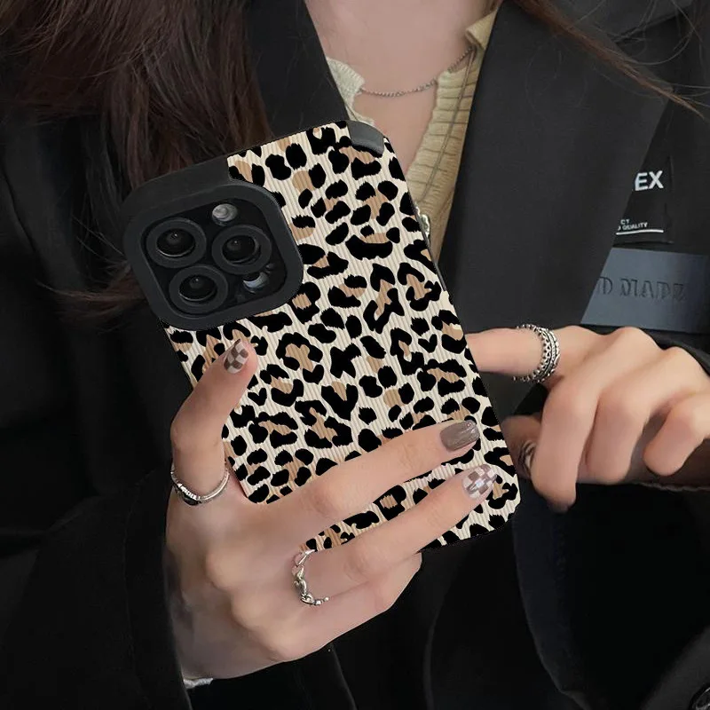 Funda de cuero de silicona para iPhone, carcasa suave a prueba de golpes, leopardo, vaca, creativo, 16, 15, 14, 13 Pro Max, 11, 12 Mini, SE, 7, 8