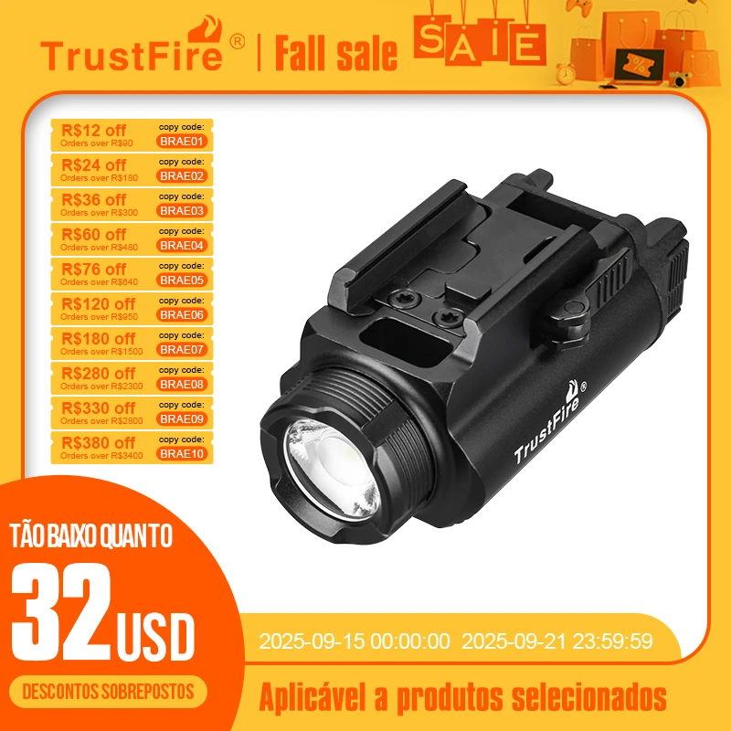 

Trustfire GM35 Tactical LED Flashlights 1350Lumen Rechargeable Light Self Defense Torch Gl0ck Picatinny with Usb Charging