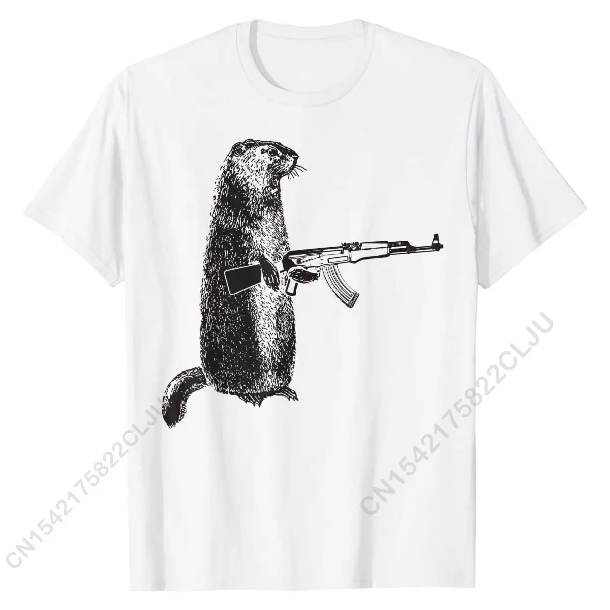 Huntin Design Woodchuck AK-47 Gun Groundhog Funny Design T-Shirt Top T-shirts Design Discount Cotton Tops Shirts Cool For Men