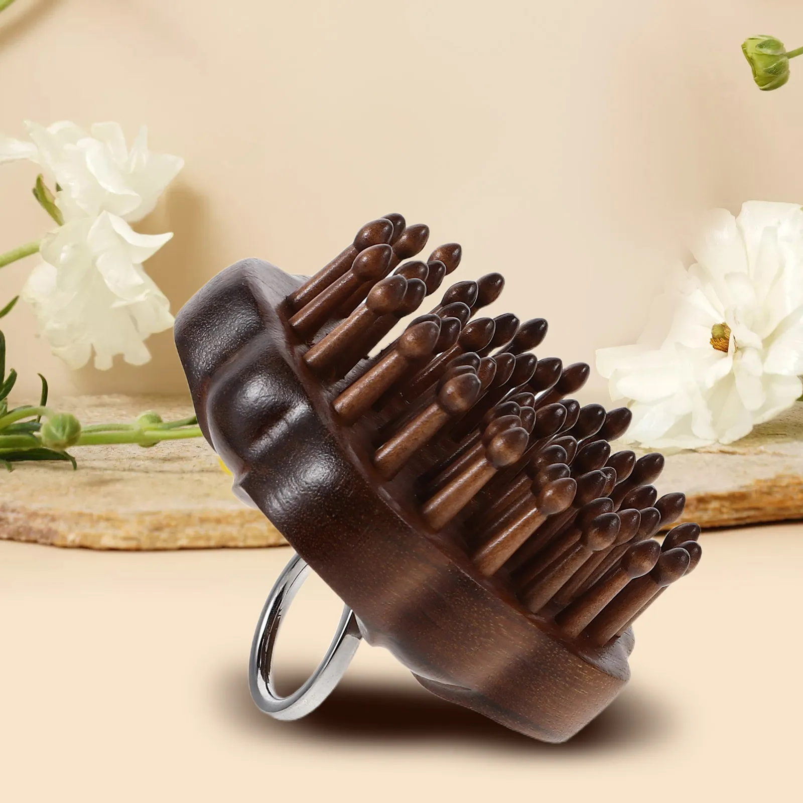 

2 Pcs Sandalwood Massage Rings Tool Neck Comb Scalp Massager Combs for Women's Hair
