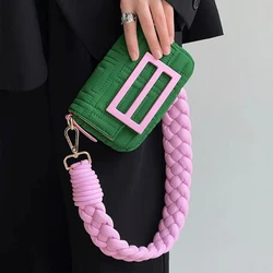 High Quality Mobile phone bag chain strip mini small bag woven bag armpit bag Single Shoulder Messenger small square bag