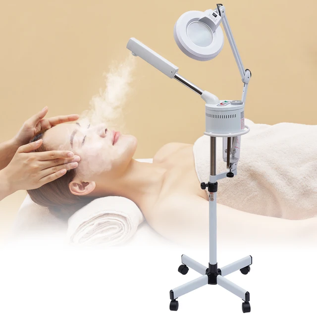 Parownica do twarzy 2 w 1 i 5 x lampa powiększająca LED Opryskiwacz do twarzy Spa Salon Beauty Ozone Steamer do nawilżania i pielęgnacji skóry