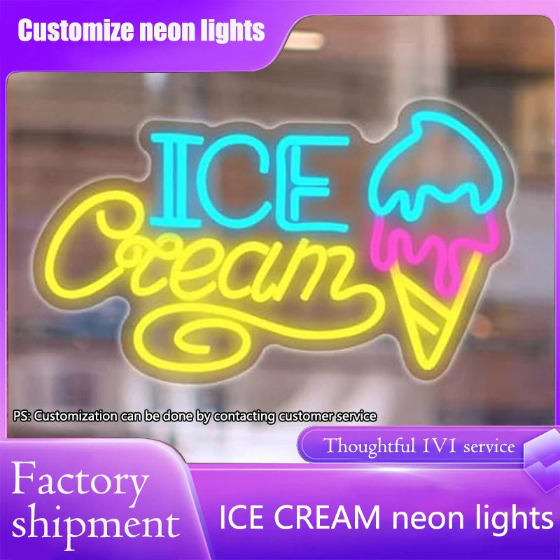 ICE CREAM на заказ светодиодный знак с именем подарок Настенный декор Декор для спальни персонализированный DIY Свадьба День рождения магазин 61,5X25CM часть для мальчика
