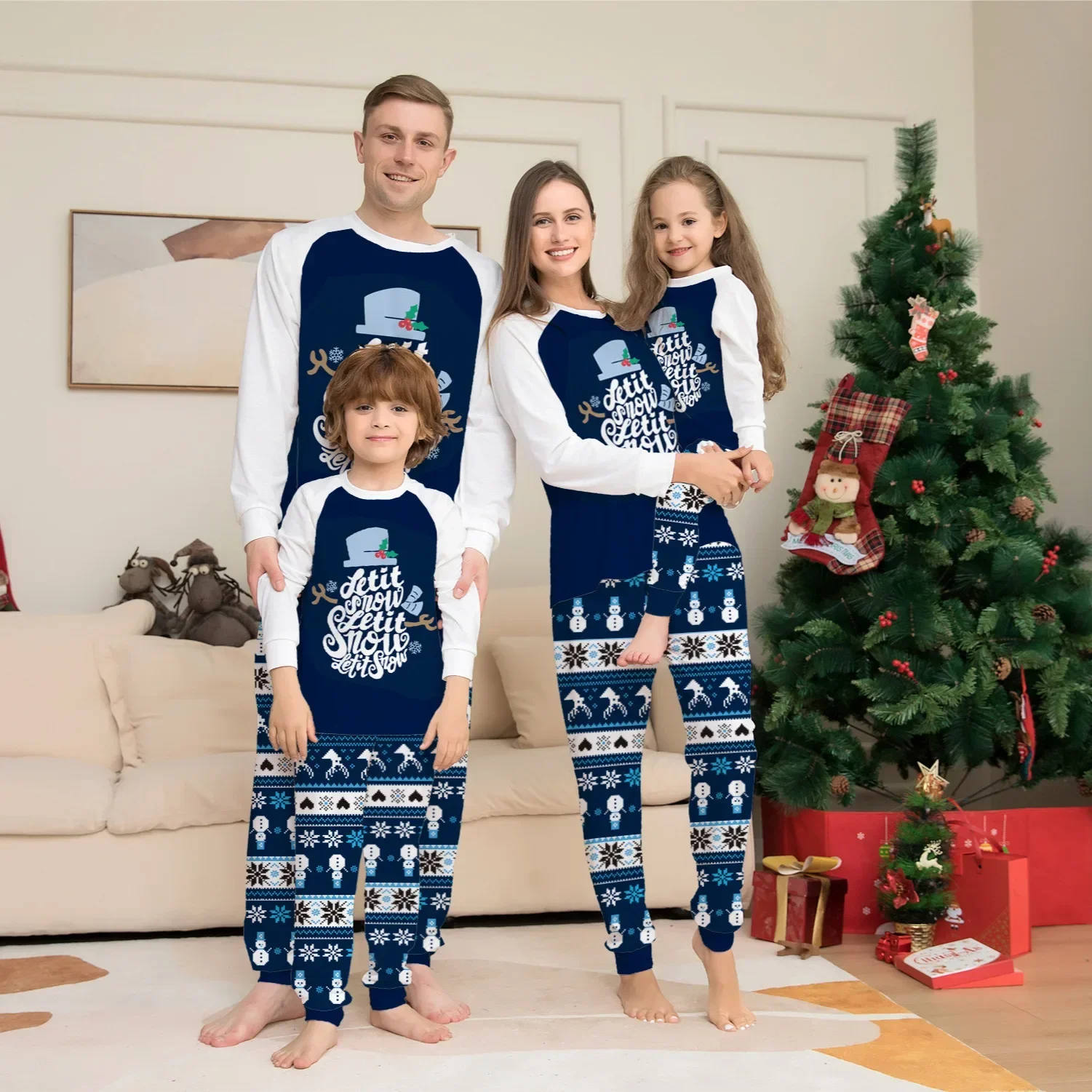 2024 Winter Christmas Pajamas Set Elk Plaid Print Mom Daughter Dad Son Matching Clothes Soft Cute 2 Pcs Homewear Family Look Pjs