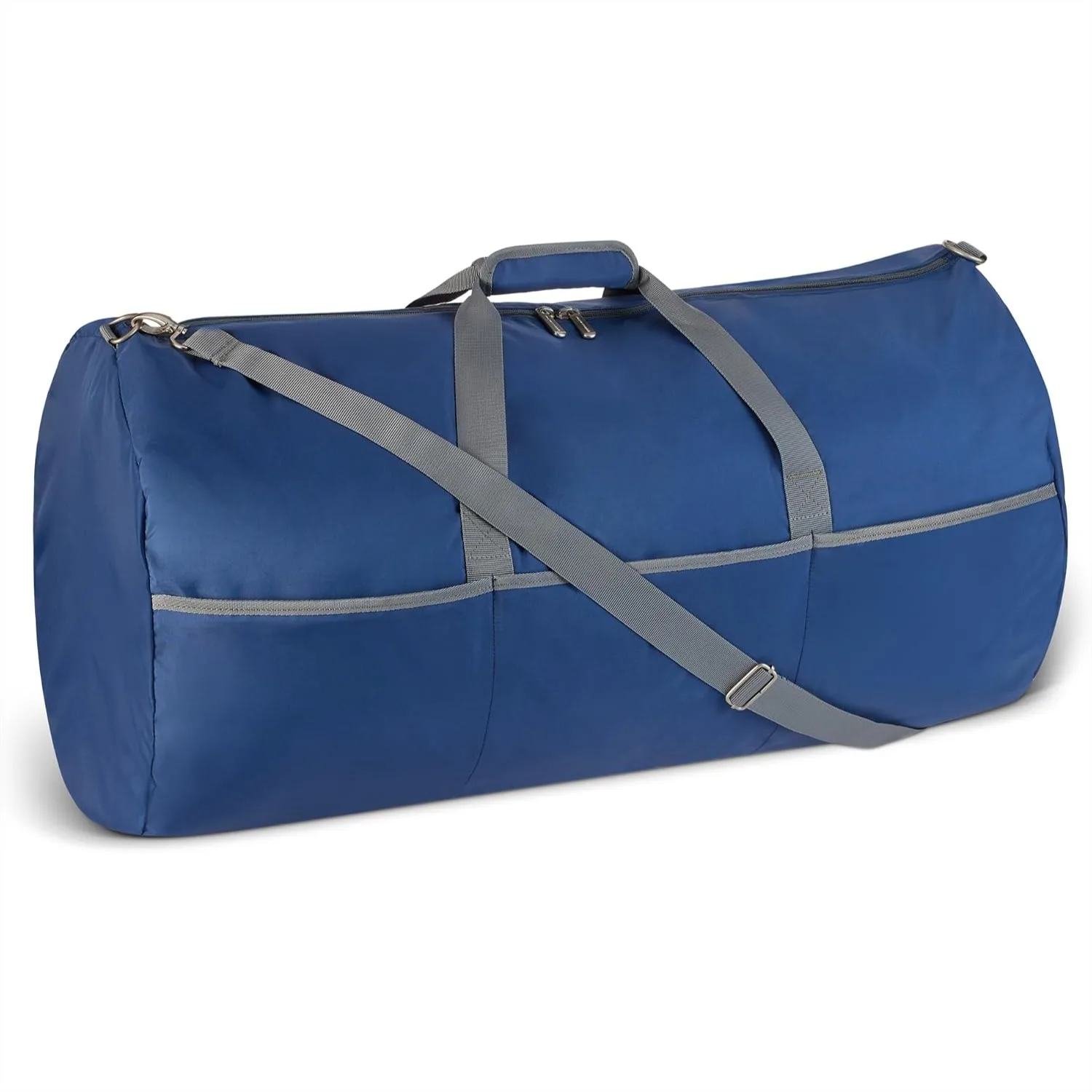 Extra Large Foldable Nylon Duffel Bag for Travel with Zippered Pockets, 32.4 Inch, 150L, 50 lbs Capacity, Navy Blue