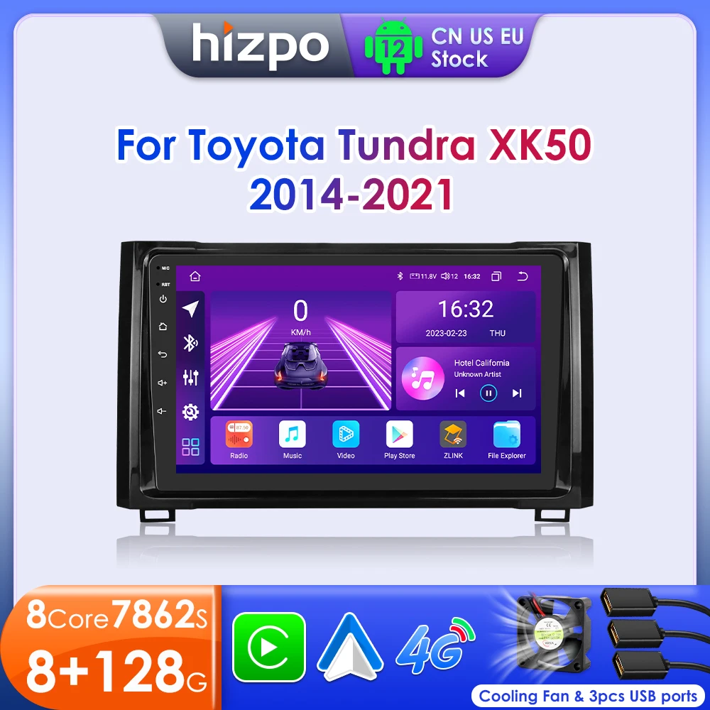 Hizpo Android 12 Car Radio For Toyota Tundra XK50 2014- 2021 Multimedia Video Player GPS Navigation Screen Auto Carplay RDS 7862