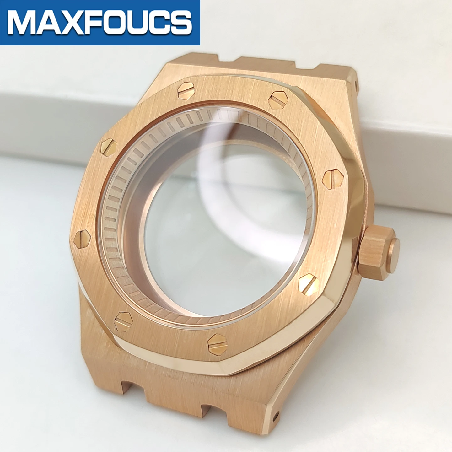 A.P. Uhrengehäuse im Stil MOD SKX NH35 NH36 4R36 Roségold Edelstahl Glänzend/Gebürstet Krone Saphirglas Uhrengehäuse Kundenspezifische Teile – Detail 11