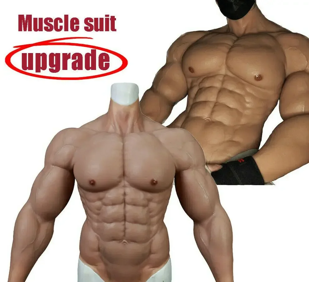 Upgrade Silicone Muscle Suit Fake Chest for Cosplay Stronger Man Pectoral Muscles