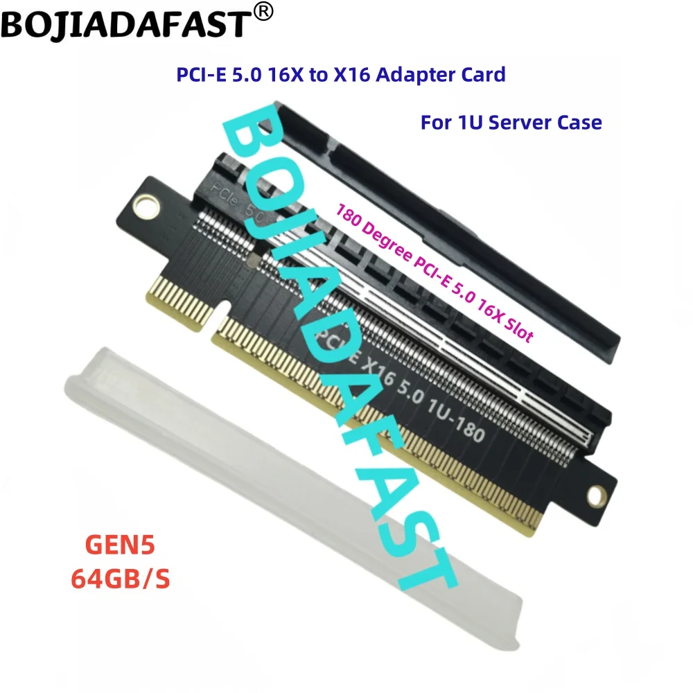 PCI-E 5.0 16X To PCIe X16 Adapter Riser Card GEN5 64Gbps For 1U Server Computer Case