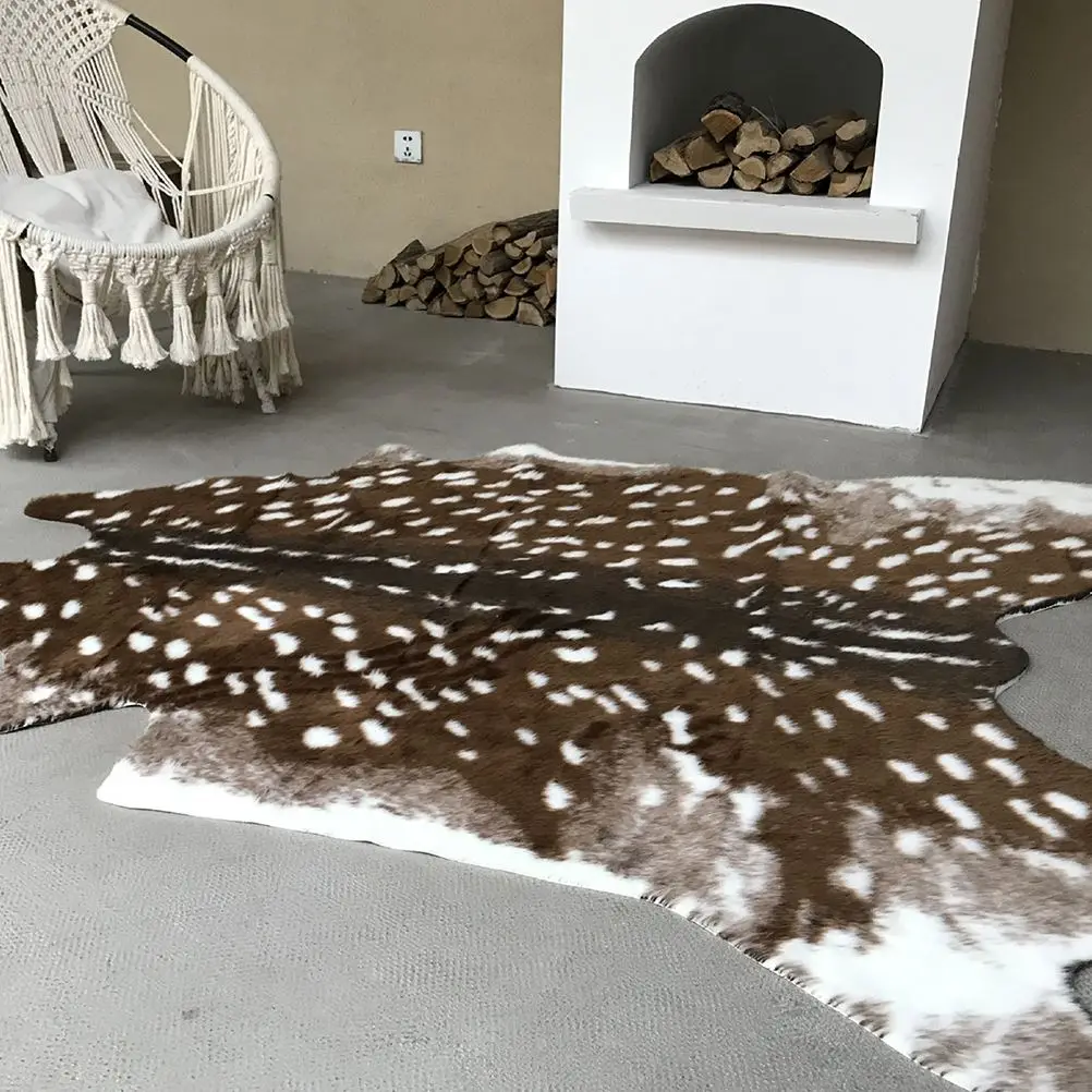 110X90CM Deer Rug Sika Deer Hide Carpet Printed Rug Cow Hides and Skins Rug Cowhide Rug Skin Area Rug Deer Rug for Home