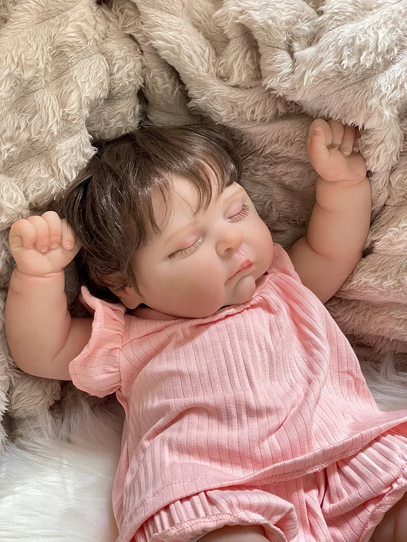Cokela 20 بوصة/50 سنتيمتر دمية طفل حقيقي تولد من جديد دمية لمسة ناعمة واقعية سيليكون تولد من جديد دمية طفل مع شعر اصطناعي مزروع