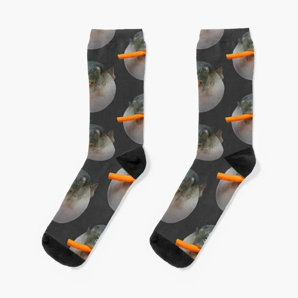 

Pufferfish Eating Carrot Meme Socks funny gifts custom Men Socks Women's