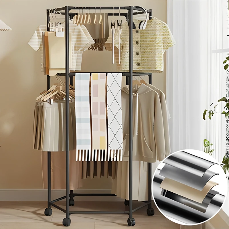 Hexagon Rotating Floor Clothes - Coat Rack Standing ulasan dan harga