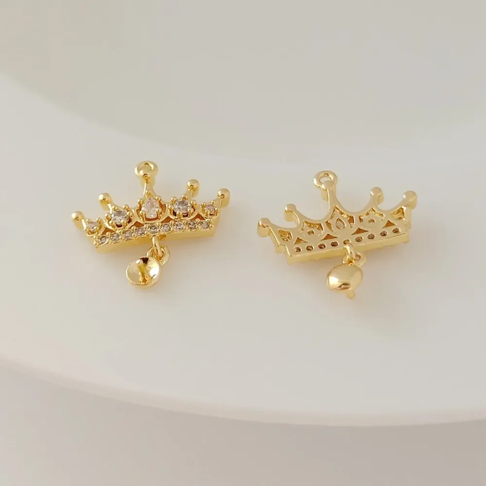 

14-каратное медное покрытие из настоящего золота, набор с цирконом, корона с подносом, кулон, ожерелье, серьги, ювелирные аксессуары ручной работы своими руками