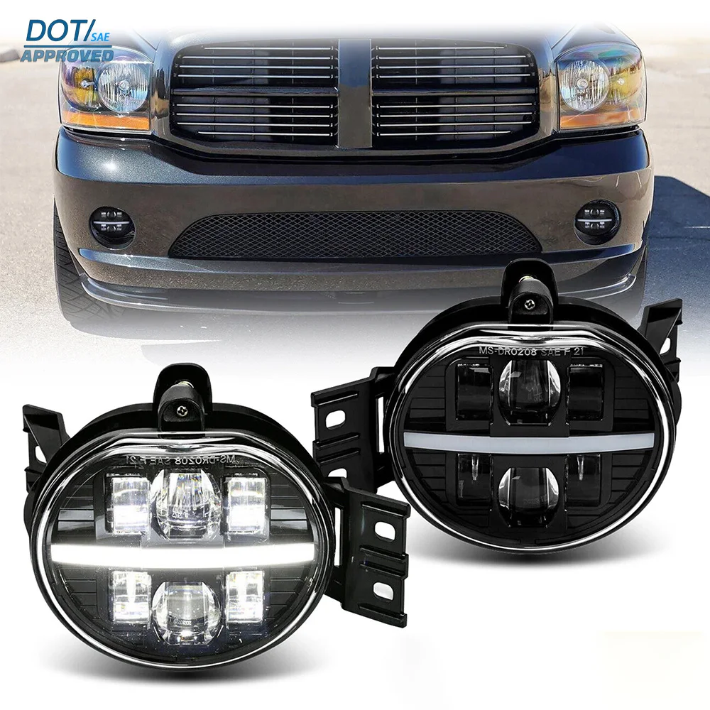 

DOT LED Fog Lamps For Dodge Ram 1500 2500 3500 4500 5500 Durango 2002-2010 New Body W/ DRL Daytime Running Light Assembly