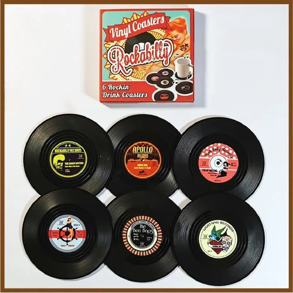 2/4/6PCS ABS Vinyl Record Coaster Gifts Table Decor Heat Resistant Drink Mug Mat Non-slip Tea Coaster