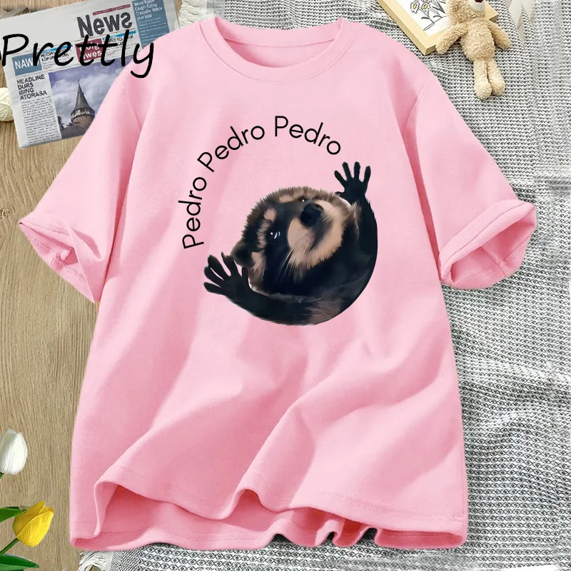 Pedro Raccoon Tshirt Funny Trash Panda Dancing Meme Graphic T Shirts Women Men Animal T-shirt Cotton Short Sleeve Woman Clothing