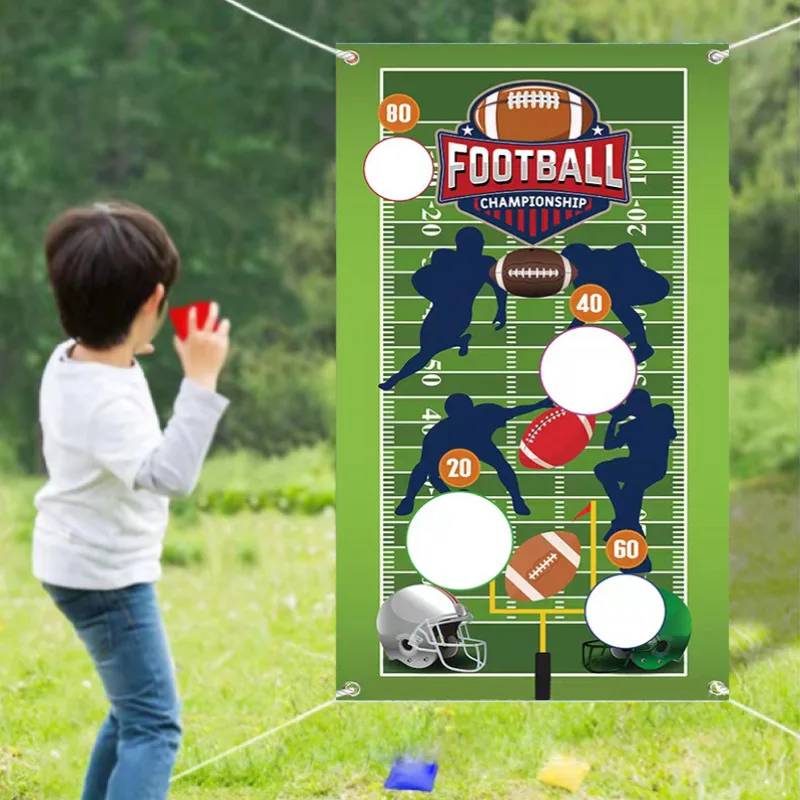 Rugby Basketball Football Chapionship Flag Bean Bag Toss Game Play Sports Match Football Throwing Bag Game Banner Outdoor Banner