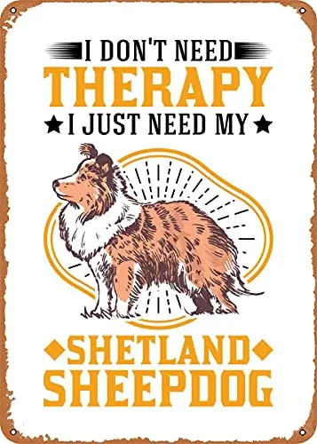 Sheltie Therapy Sheepdog Vintage Look Metal Sign Patent Art Prints Retro Gift 8x12 Inch