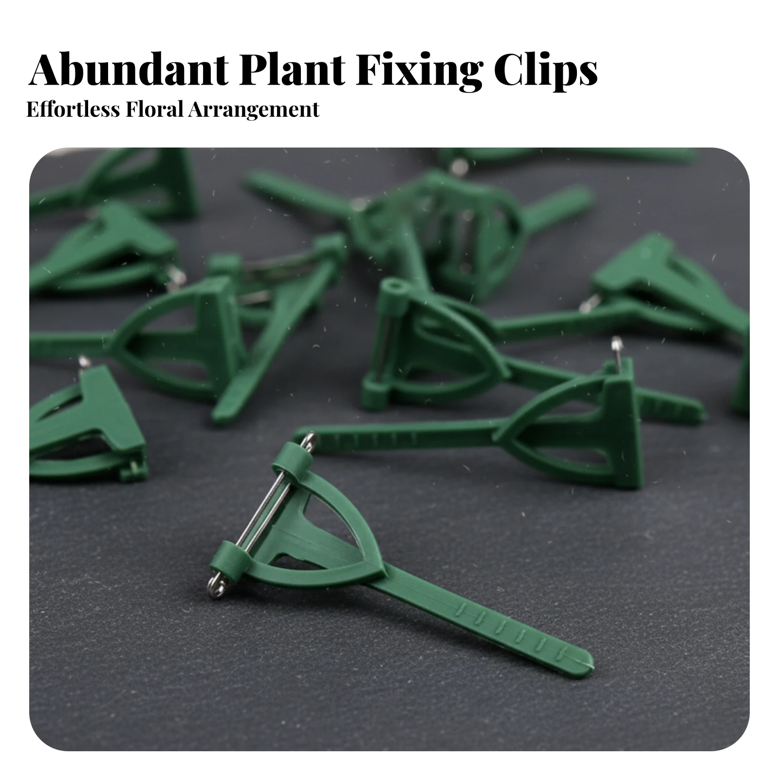 100 Piezas de Broches Triangulares de Plástico Verde para Uso Floral, Broches Decorativos