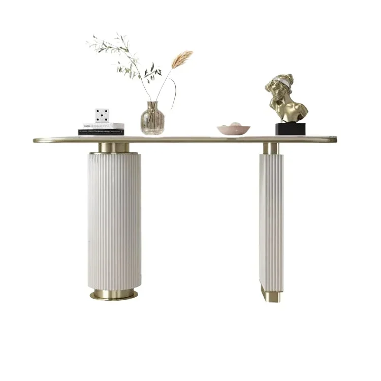 

Italian light luxury rock slab Xuanguantai Home Entry Light Luxury Xuanguantai Hotel B & B Fashion Stainless Steel End View