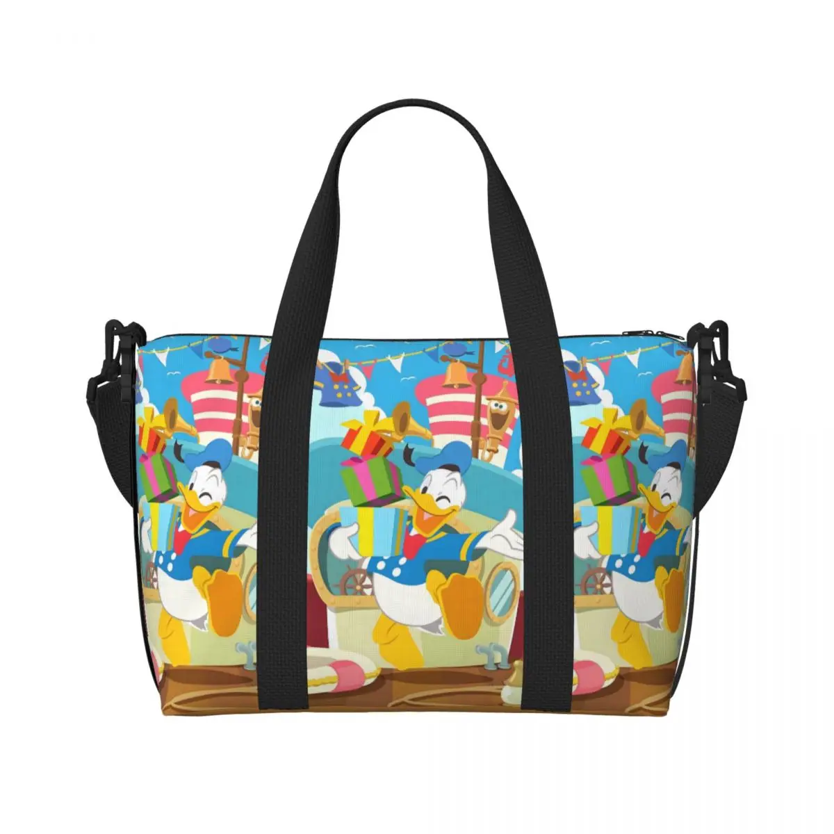 

Пользовательские сумки-тоут для покупок с Дональдом Даком, женские сумки большой емкости в стиле аниме, пляжные дорожные сумки для спортзала