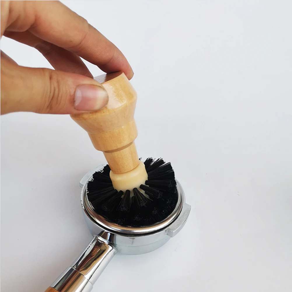 High Quality Cleaning Brush Cleaning Brush Coffee Machine High Quality Powder Bowl Solid Wood Handle Black Brown PP Plastic