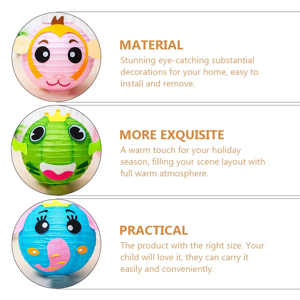 5 Stücke Kinder DIY Laterne Material Kit Papierlaternen Partydekorationen Einfache Installation Entfernen Sie Papierlaternen Kinderlaternen