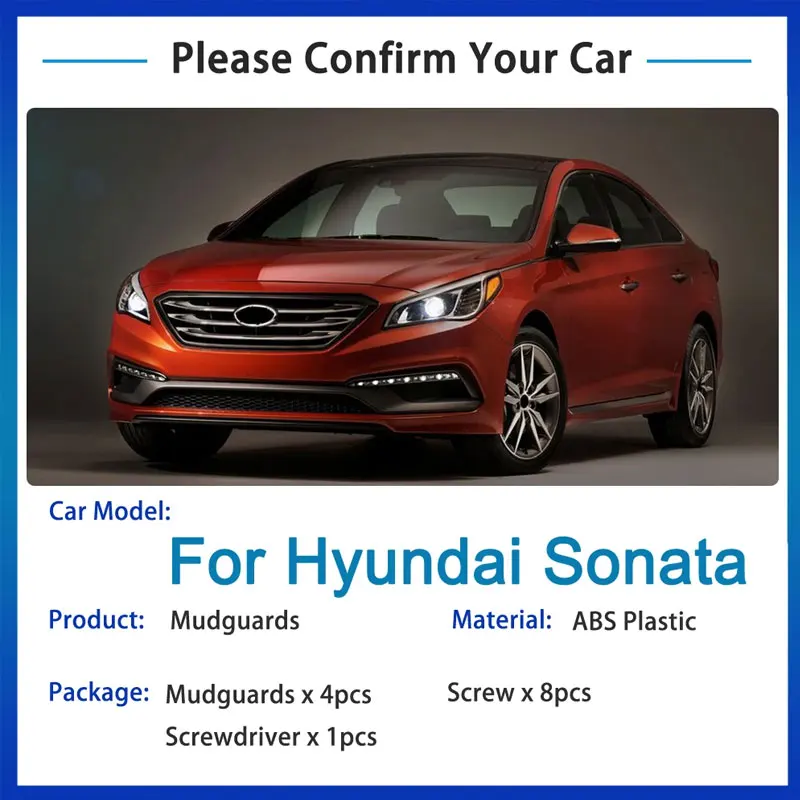 For Hyundai Sonata i45 LF 2015~2016 Car Mudflap 4x Mudguards Protection Fender Styling Accessories Upgrade Mud Guard Flap Splash