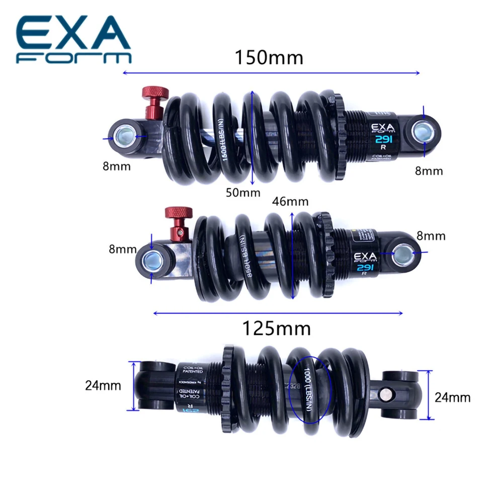 EXA Form 291R Rear Shock Absorber Adjustable Suspension Spring Kindshock Downhill MTB Bike Electric Scooter 125 150 165 190mm