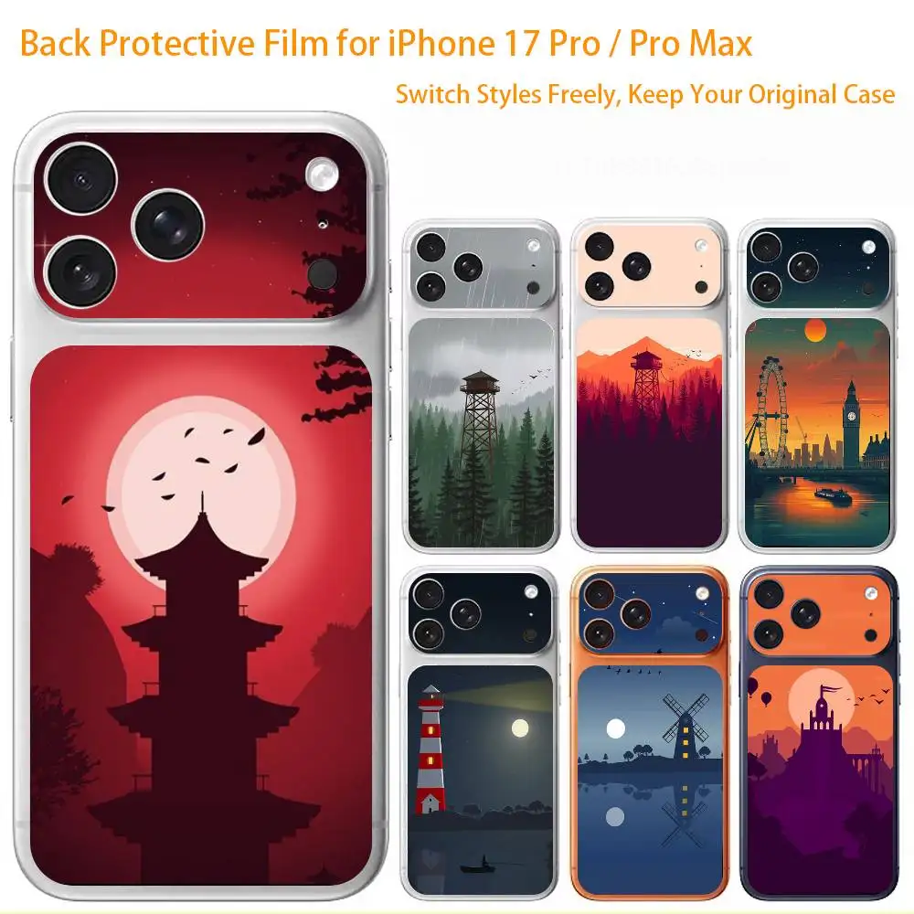 

Защитная наклейка Tower Series 3D на весь корпус для iPhone 17/Pro/Pro Max, цветная, на заднюю панель