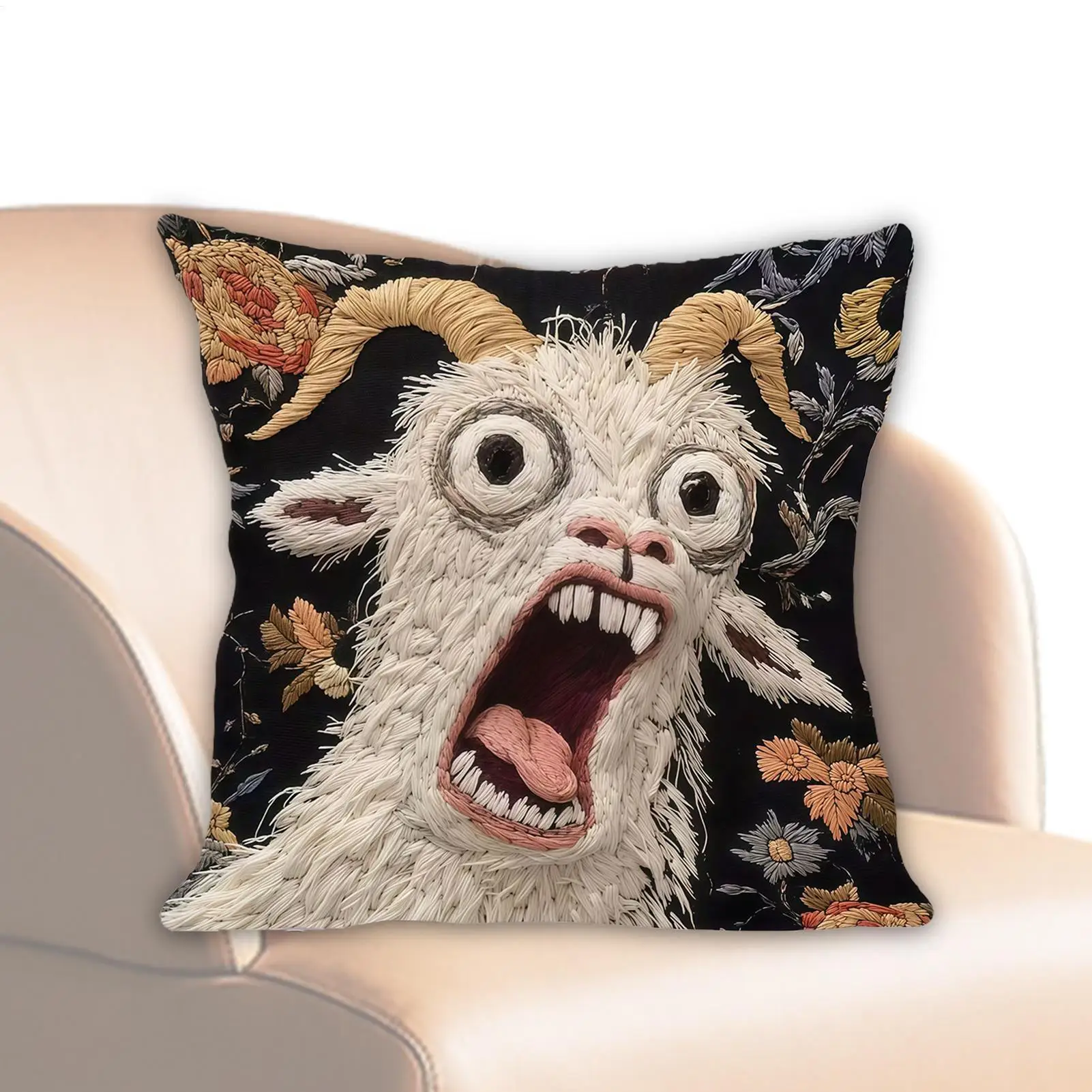 Screaming Goat Pillow Cover Soft Protector Decorative Throw Pillow Case 45x45cm Couch Home Decor for Living Room Sofa Party Gift